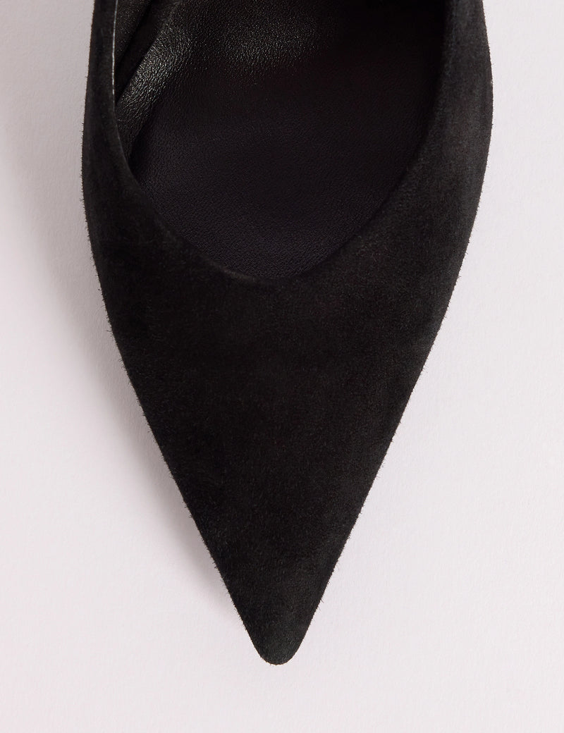 Black Suede Pointed Toe High Heels