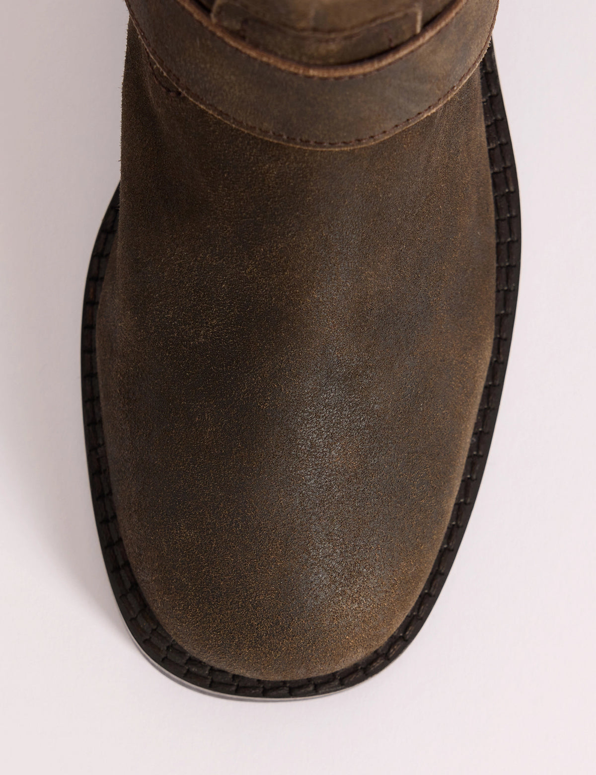 Dark Brown Suede Buckled Boots