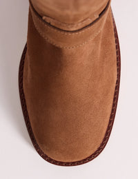 Tan Suede Buckled Boots
