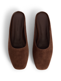 Chocolate Brown Suede Ballet Mules