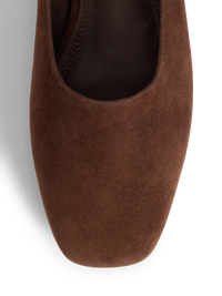 Chocolate Brown Suede Ballet Mules