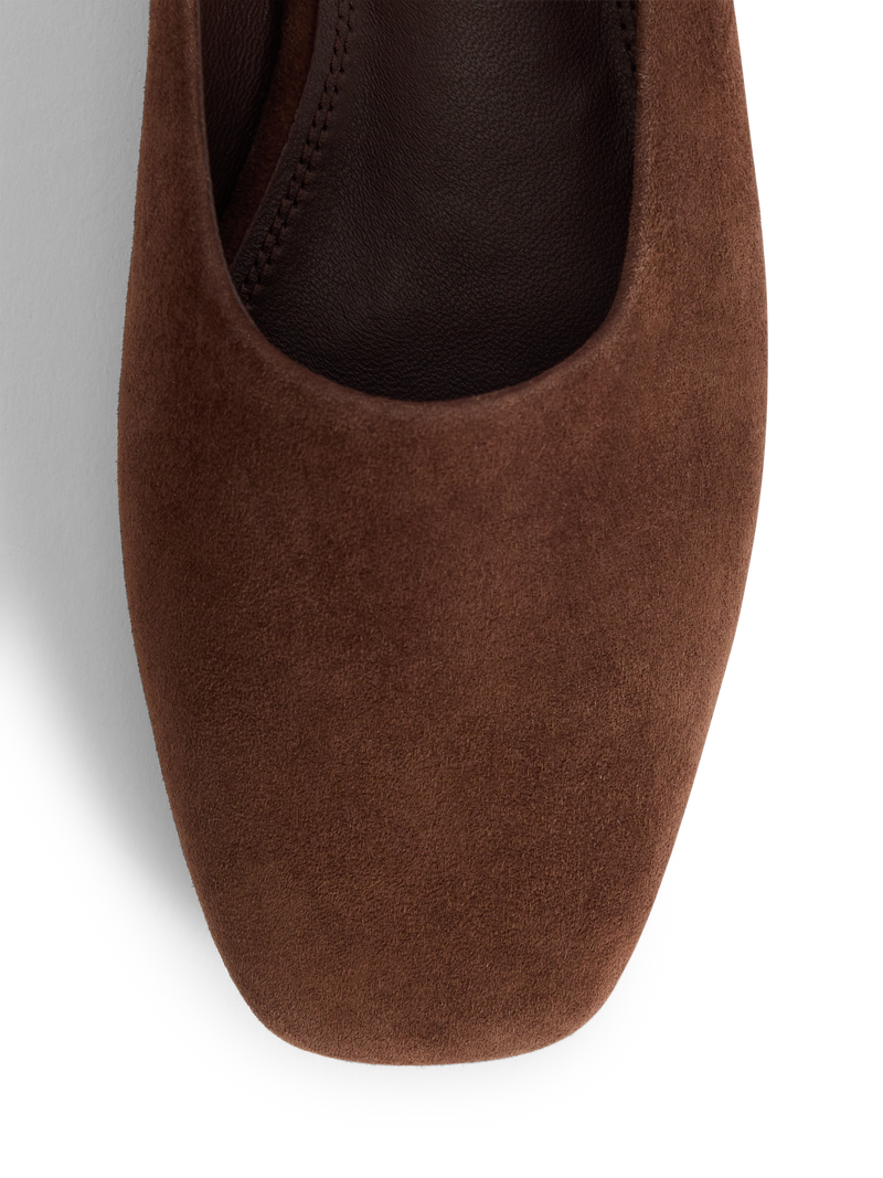 Chocolate Brown Suede Ballet Mules