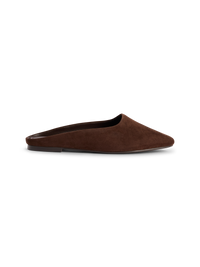 Chocolate Brown Suede Ballet Mules