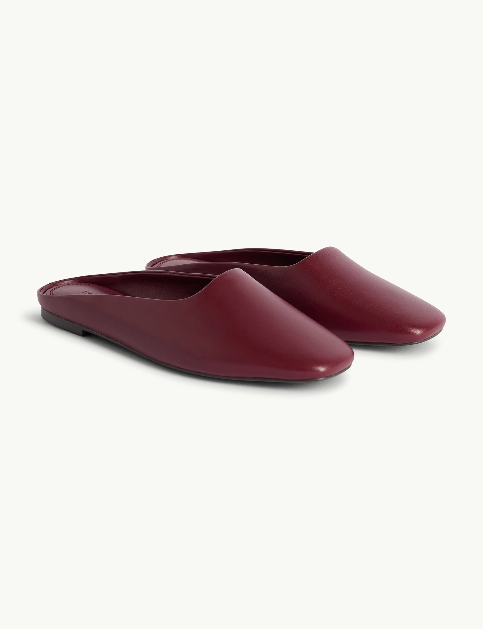 Burgundy Leather Ballet Mules