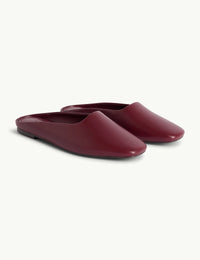 Burgundy Leather Ballet Mules