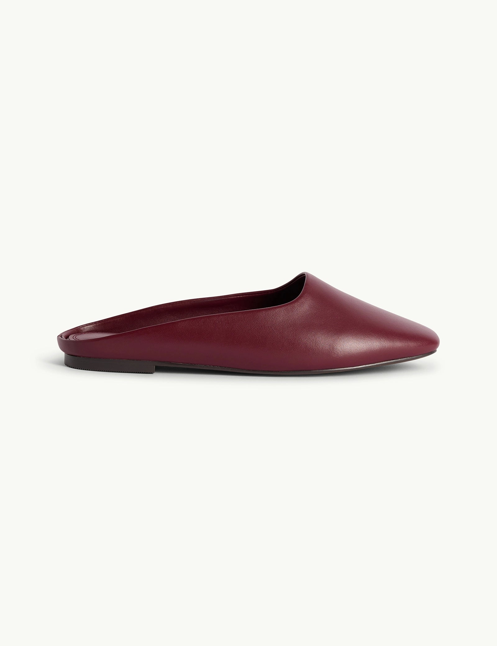 Burgundy Leather Ballet Mules