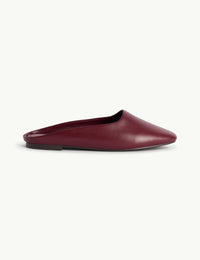 Burgundy Leather Ballet Mules