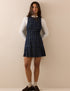 Blue Tartan Cord Pleated Elma Mini Dress
