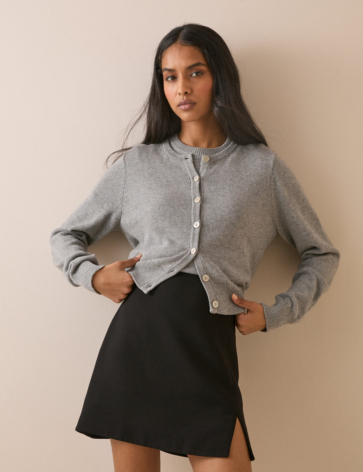 Black Crepe Tailored Mini Skirt