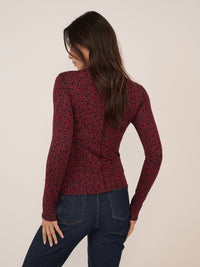 Red Leopard Print Long Sleeve Top