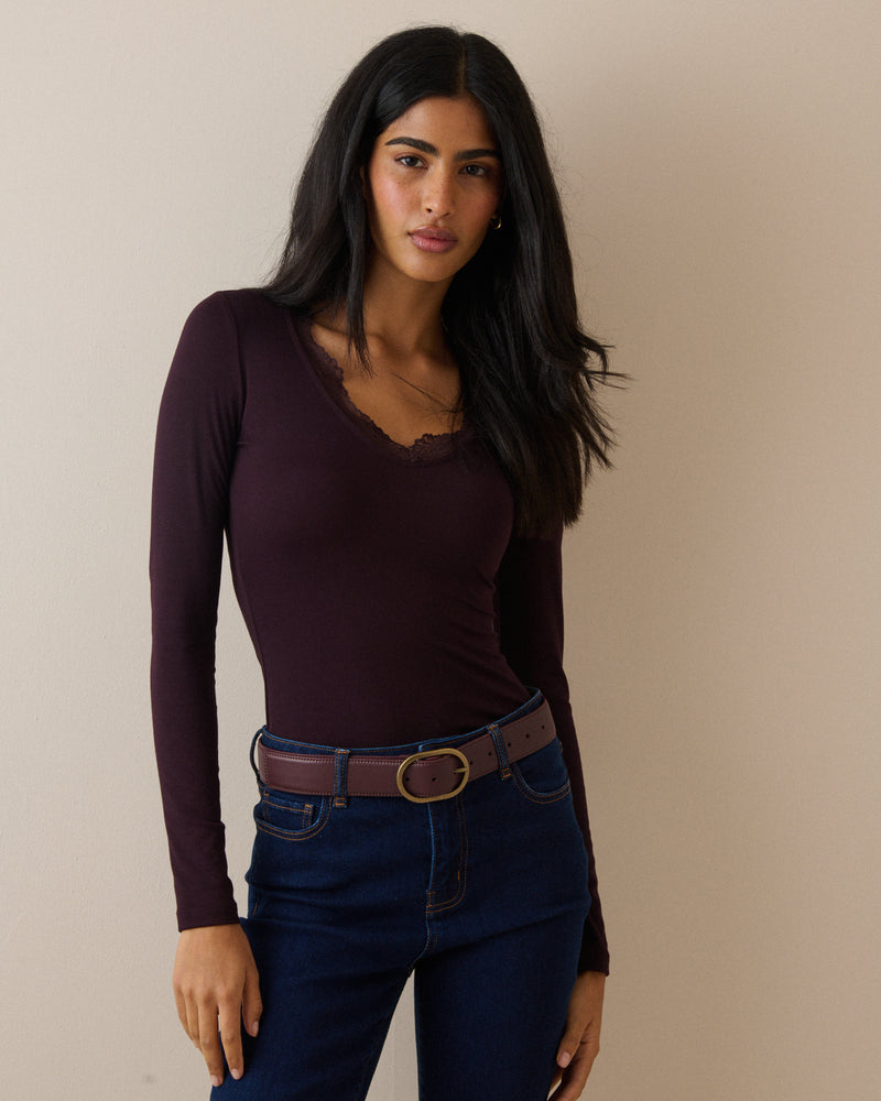 Mahogany Brown Leather Belt