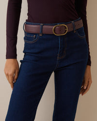 Mahogany Brown Leather Belt