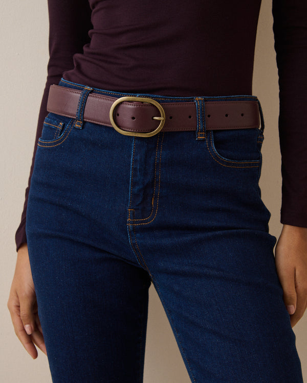 Mahogany Brown Leather Belt
