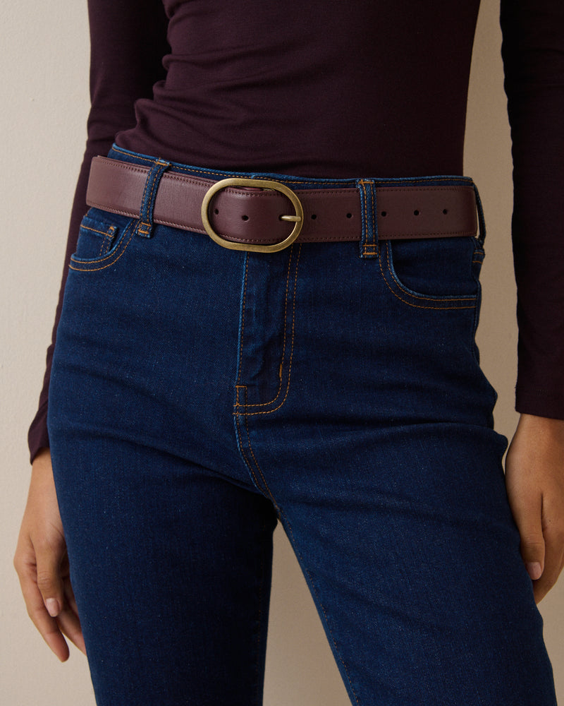 Mahogany Brown Leather Belt