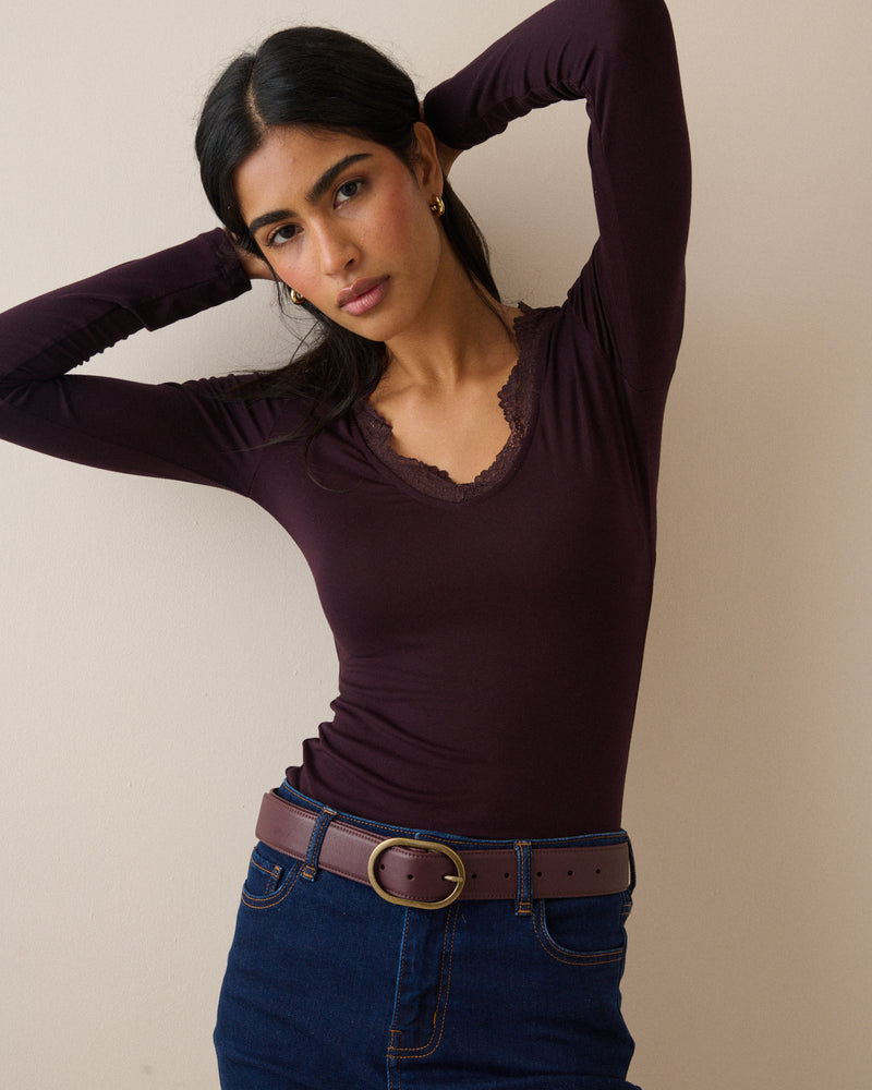 Mahogany Brown Leather Belt