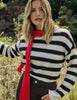 Brown and White Striped Crew Neck Jumper