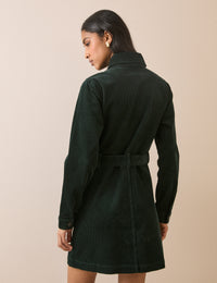Green Cord Finchley Mini Shirt Dress