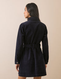 Navy Cord Finchley Mini Shirt Dress
