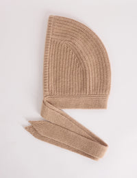 Oatmeal Ribbed Wool-Blend Bonnet