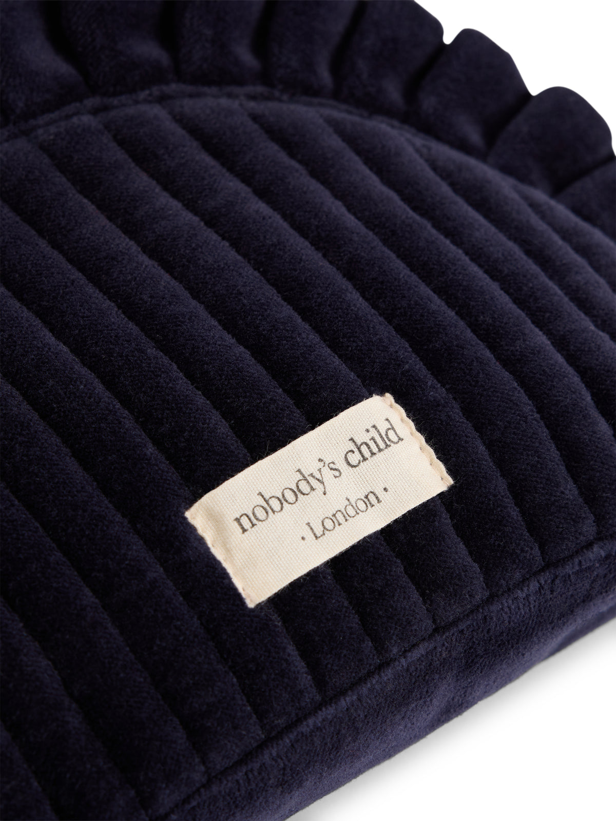 Navy Frill Edge Crescent Makeup Bag