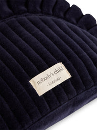 Navy Frill Edge Crescent Makeup Bag