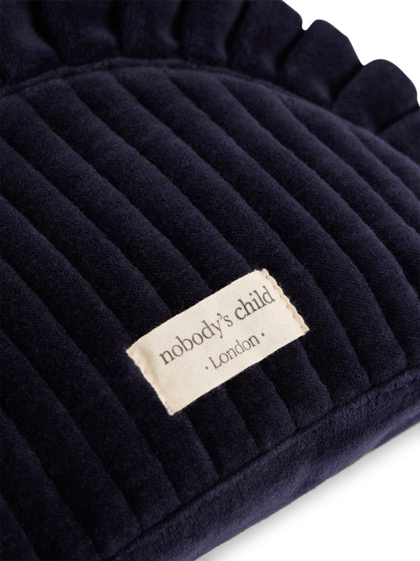 Navy Frill Edge Crescent Makeup Bag