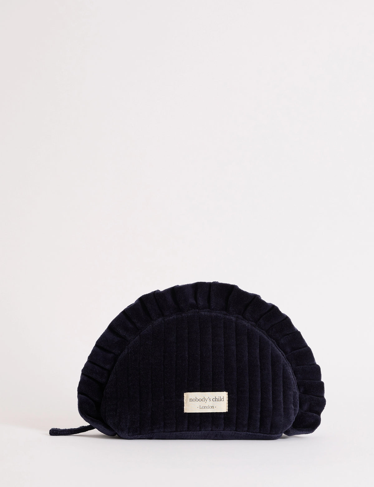 Navy Frill Edge Crescent Makeup Bag