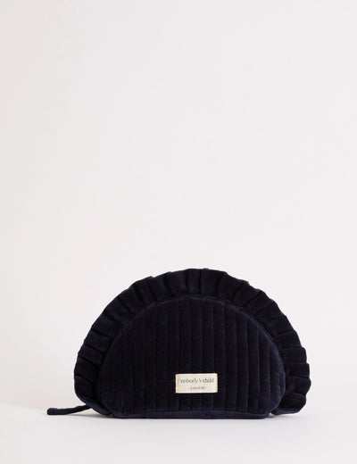 Navy Frill Edge Crescent Makeup Bag