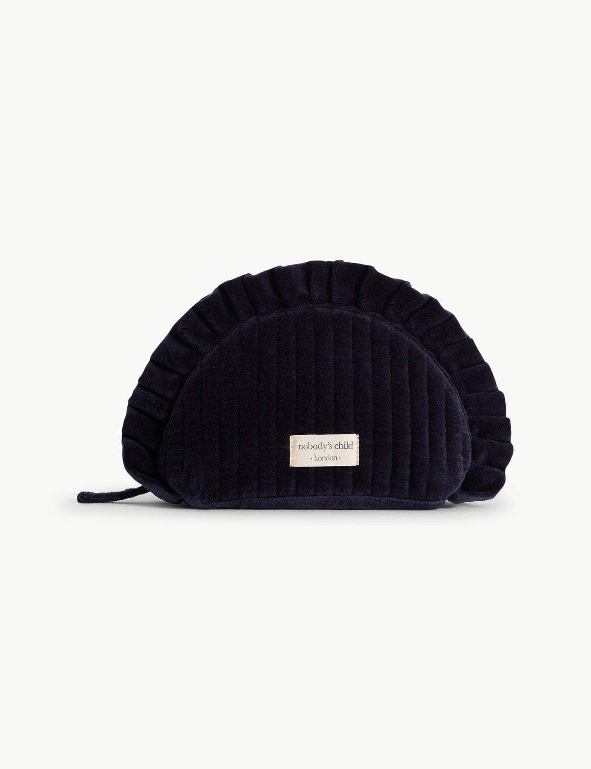 Navy Frill Edge Crescent Makeup Bag