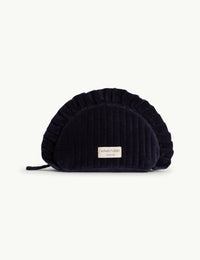 Navy Frill Edge Crescent Makeup Bag