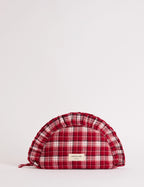 Red Tartan Frill Edge Crescent Makeup Bag