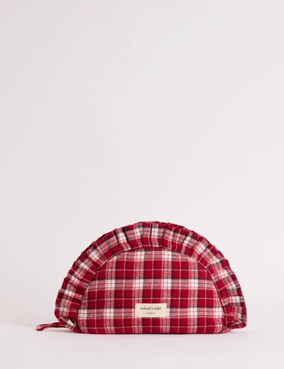 Red Tartan Frill Edge Crescent Makeup Bag