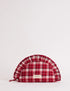 Red Tartan Frill Edge Crescent Makeup Bag