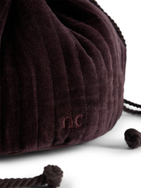 Chocolate Brown Velvet Drawstring Pouch Bag