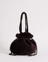 Chocolate Brown Velvet Drawstring Pouch Bag