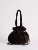 Chocolate Brown Velvet Drawstring Pouch Bag