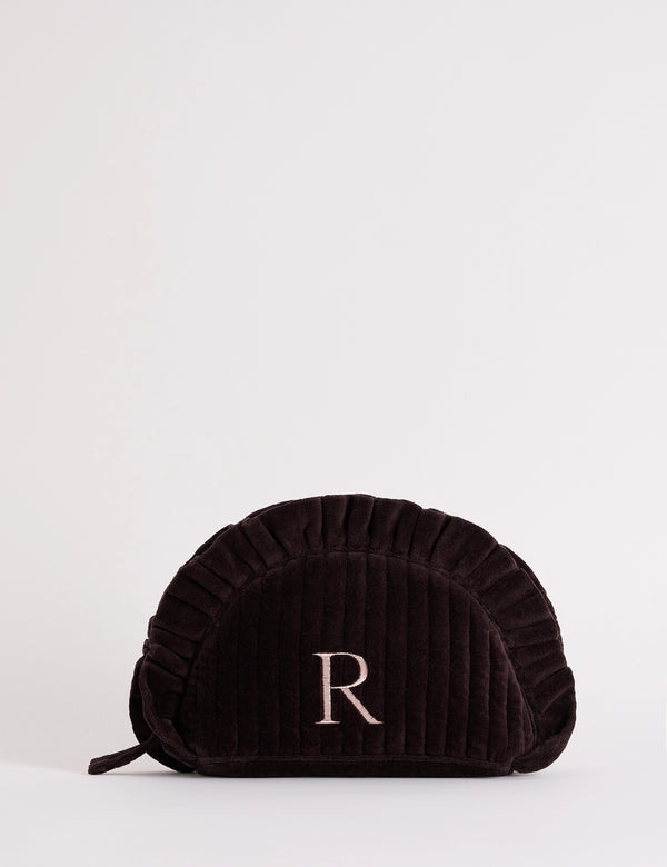 Personalised Alphabet Embroidered Crescent Makeup Bag