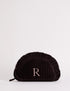 Brown Embroidered Personalised Alphabet Crescent Makeup Bag
