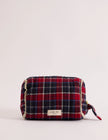 Red Tartan Frill Trim Makeup Bag