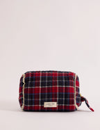 Red Tartan Frill Trim Makeup Bag