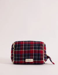 Red Tartan Frill Trim Makeup Bag