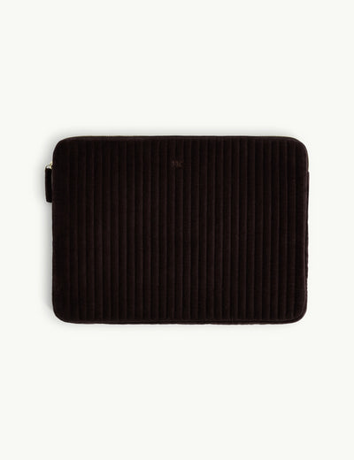 Brown Quilted Velvet Laptop Case