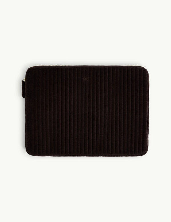 Brown Quilted Velvet Laptop Case