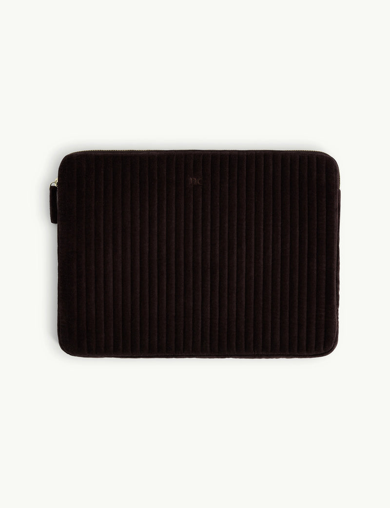 Brown Quilted Velvet Laptop Case