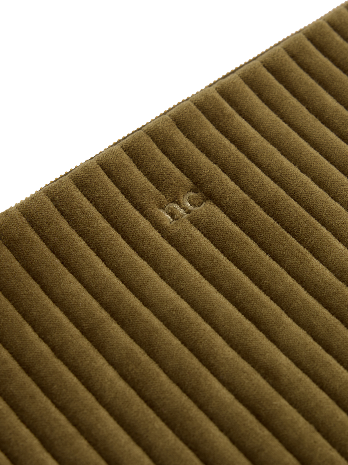 Olive Green Quilted Velvet Laptop Case