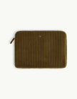 Olive Green Quilted Velvet Laptop Case