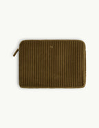 Olive Green Quilted Velvet Laptop Case