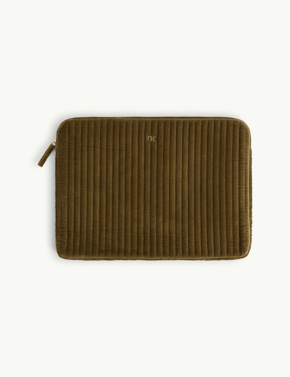 Olive Green Quilted Velvet Laptop Case
