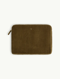 Olive Green Quilted Velvet Laptop Case