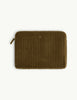 Olive Green Quilted Velvet Laptop Case